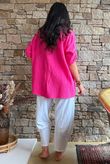 Pia Pillow Cotton Embroidered Tile Classic Shirt Hot Pink